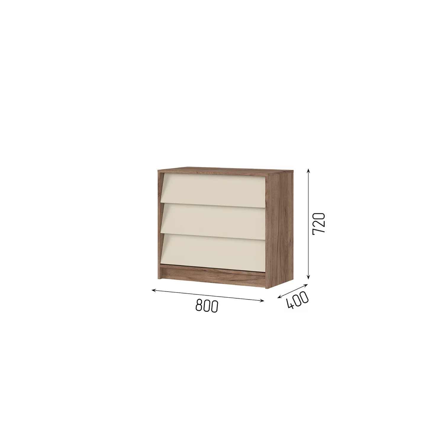 РЕЙН КМ 02 Комод 800 (800х720х400)Фасад КАШЕМИР/Корпус ДУБ КРАФТ ТАБАЧНЫЙ