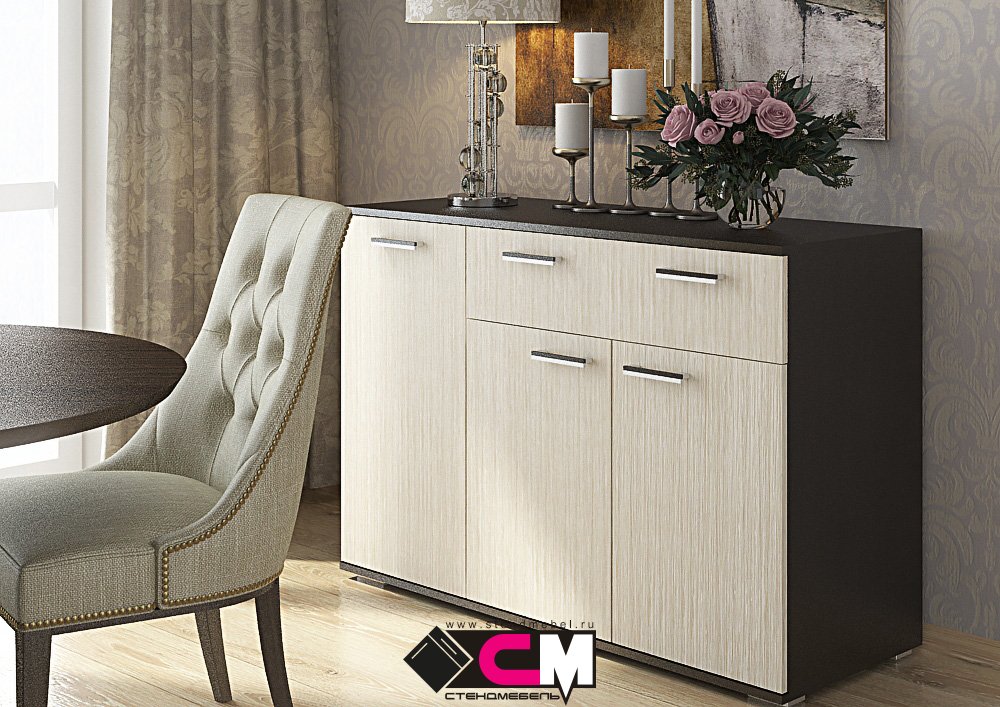 КОМОД №4 (1,2х0,83х0,46) фасад БЕЛФОРТ/корпус ВЕНГЕ