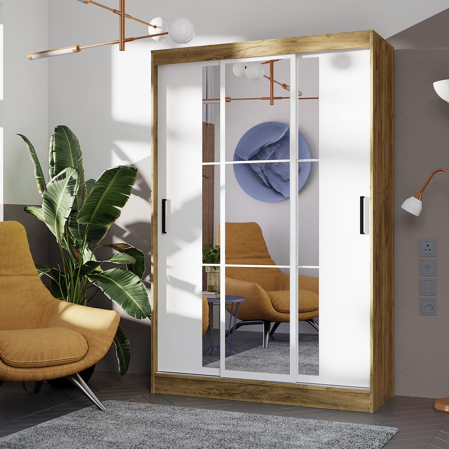 "Тайм" Шкаф-купе ШКК-03 Крафт/Белый