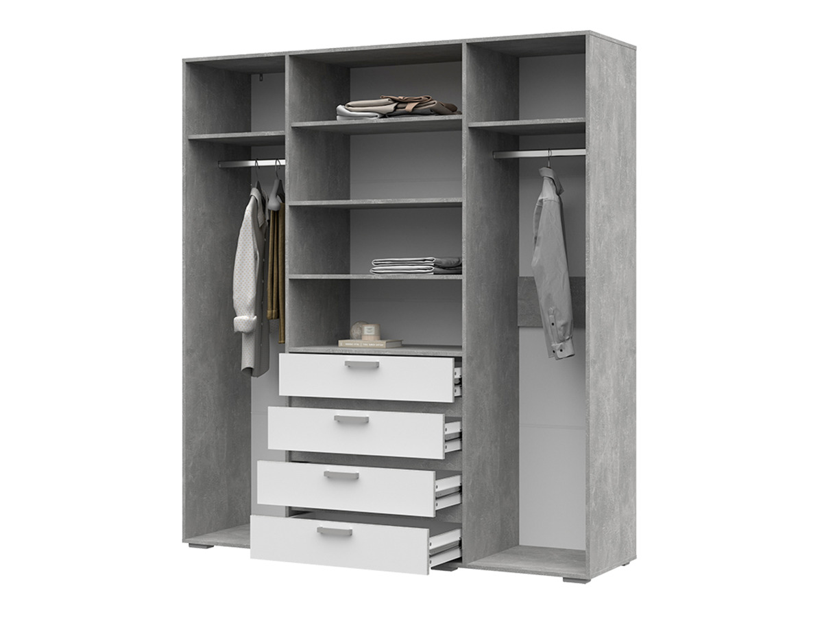 ДЕНВЕР ШК 02 Шкаф с зеркалом (1800 х2020х504) Фасад БЕЛЫЙ/Корпус АТЕЛЬЕ СВЕТЛЫЙ