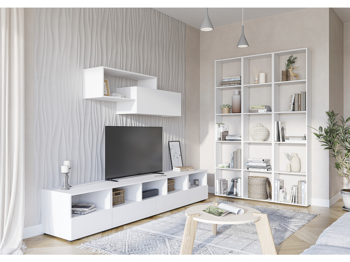 ХЕЛЕН ТБ 02 Тумба ТВ (1,402х0,442х0,460)ФАСАД БЕЛЫЙ/КОРПУС БЕЛЫЙ