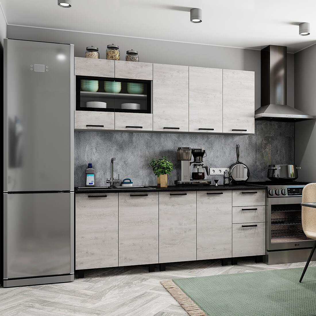 2,00 "Сканди" Кухня  №1 БЕЗ СТОЛЕШНИЦ