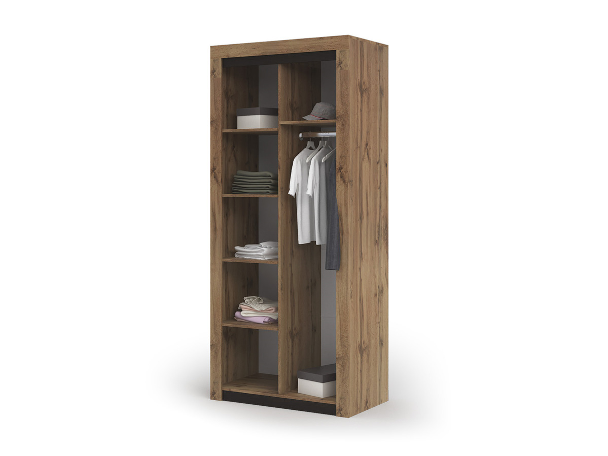 Спальня ПАОЛА ШК 701 (972х2200х532 мм) МДФ ВЕНГЕ/ДУБ КРАФТ ЗОЛОТО