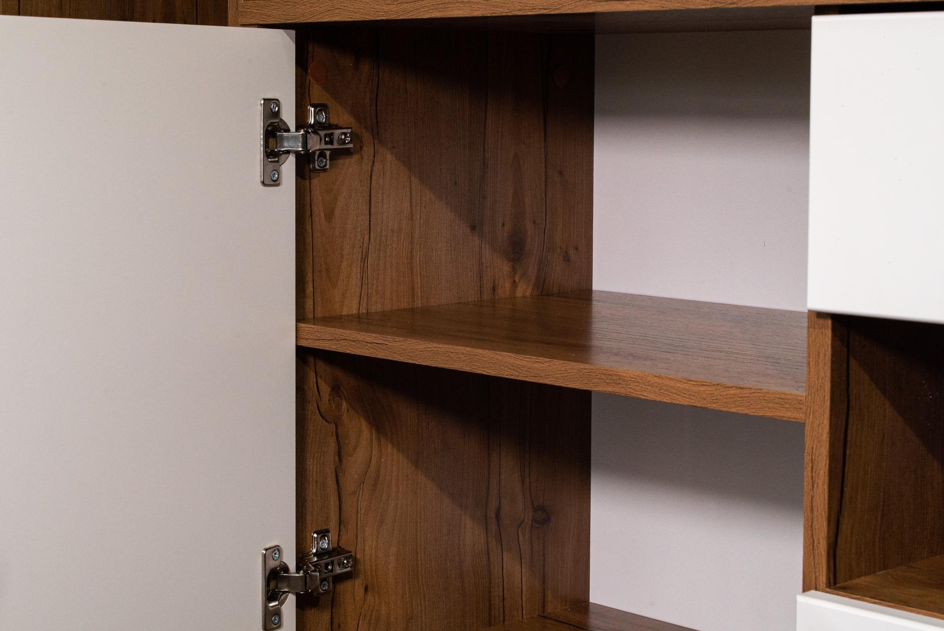 54.01 Шкаф-пенал "Гамма" (левый) Таксония/Белый