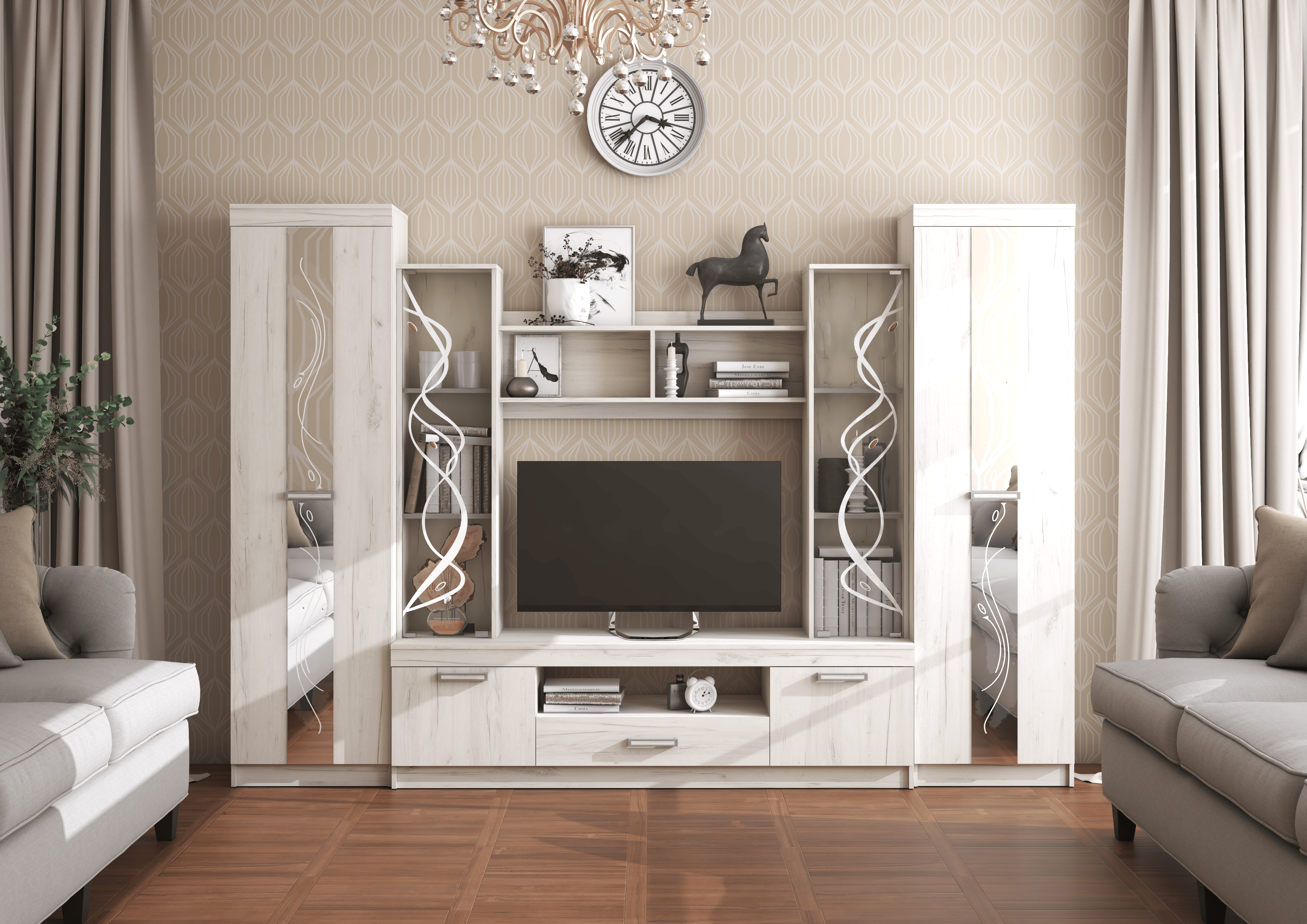 "Атлантида-2Б" Гостиная  (Ясень шимо св.+Ясень шимо темн.)