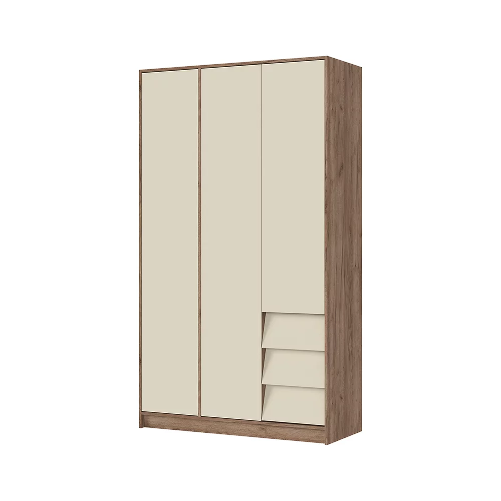 РЕЙН ШК 02 Шкаф 3-х створчатый (1200х2100х500)Фасад КАШЕМИР/Корпус ДУБ КРАФТ ТАБАЧНЫЙ