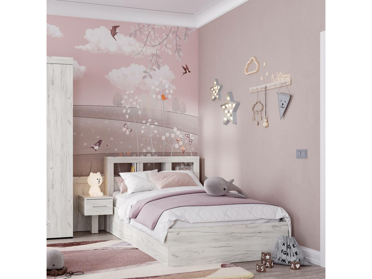 ГРАНД Кровать 1,2  (1.272х0,950х2,210)Дуб крафт Белый