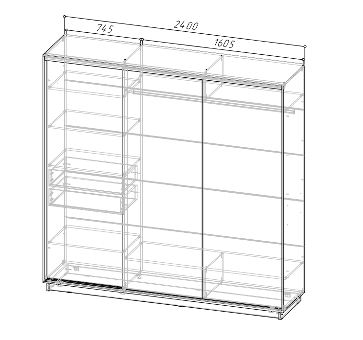 Шкаф-купе СТОУН Зеркало 2400
