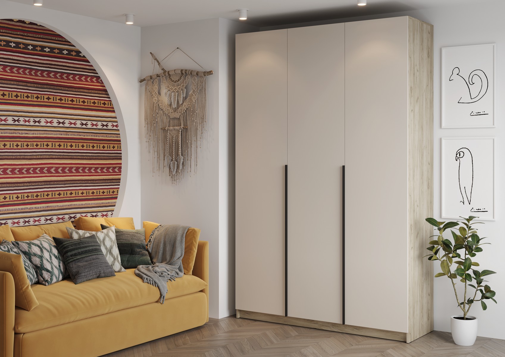 "Бохо" Шкаф комбинированый 3-х ств. ШК-004