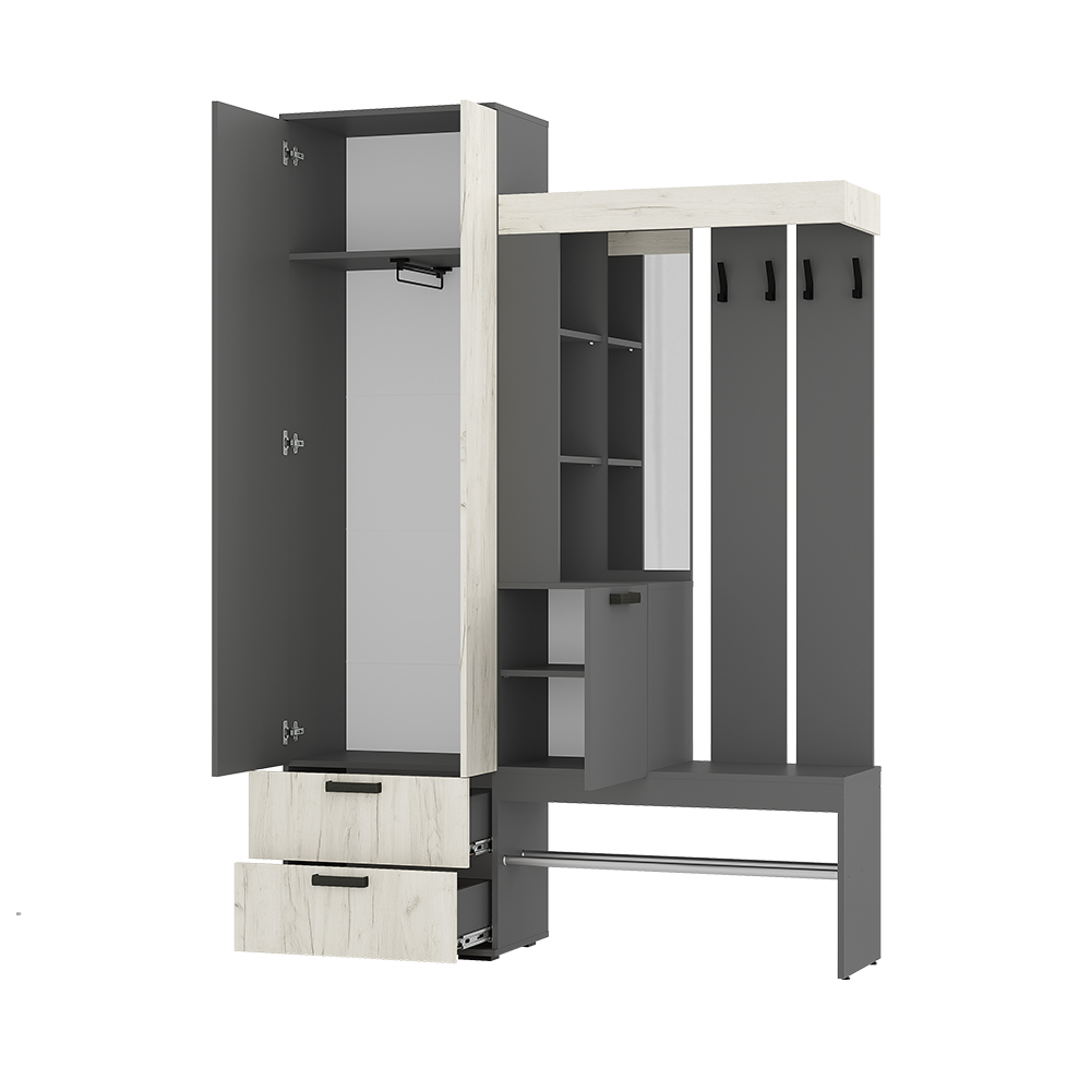 "ТРАМП" Прихожая Графит/дуб крафт белый