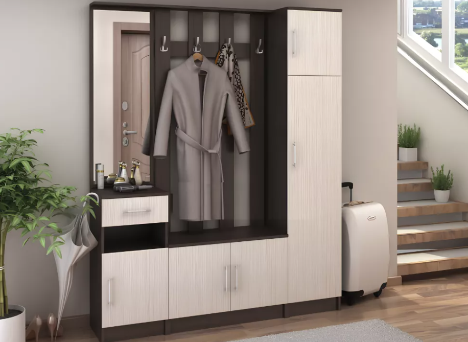 Прихожая МАШЕНЬКА ПН 202 пенал (0,4х2,02х0,376) фасад БЕЛФОРТ/корпус ВЕНГЕ