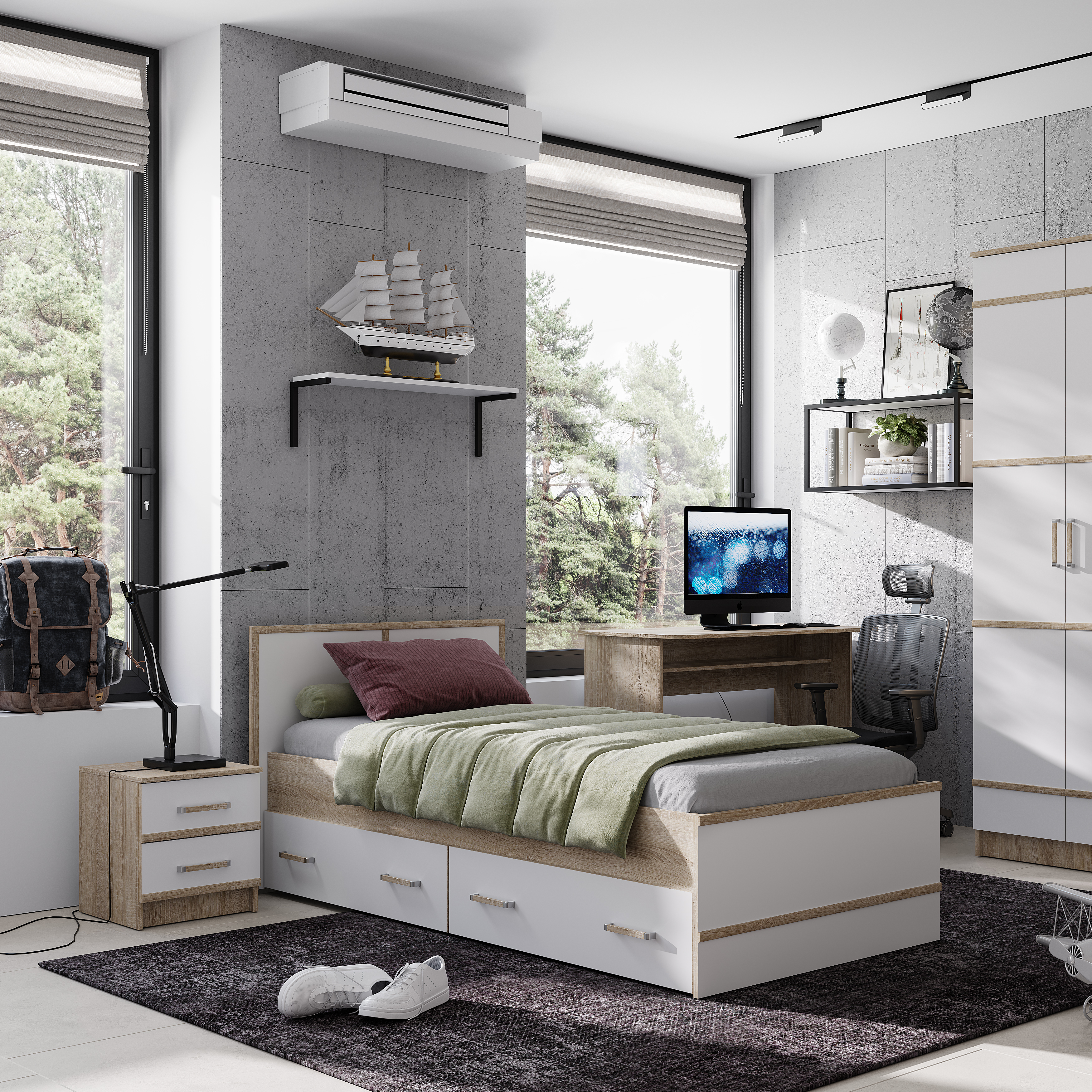 "Сакура" LIGHT Кровать 0,90 (СОНОМА)