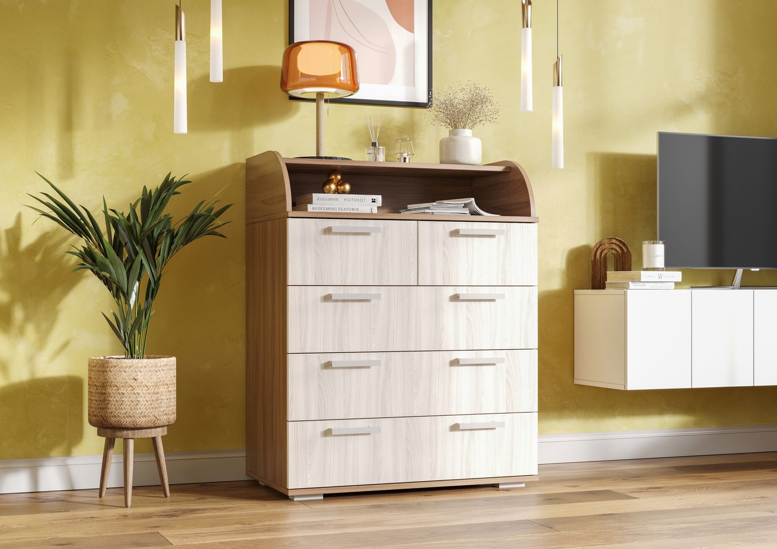 КОМОД №1 (0,8х1,02х0,46) фасад ШИМО СВЕТЛ/корпус ШИМО ТЕМН