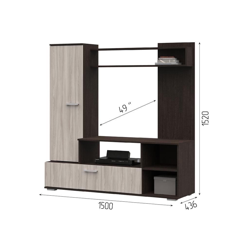Гостиная ЛИМА (1,5х1,52х0,436/ТВ 1,1х0,73) БЕЛФОРТ/ВЕНГЕ