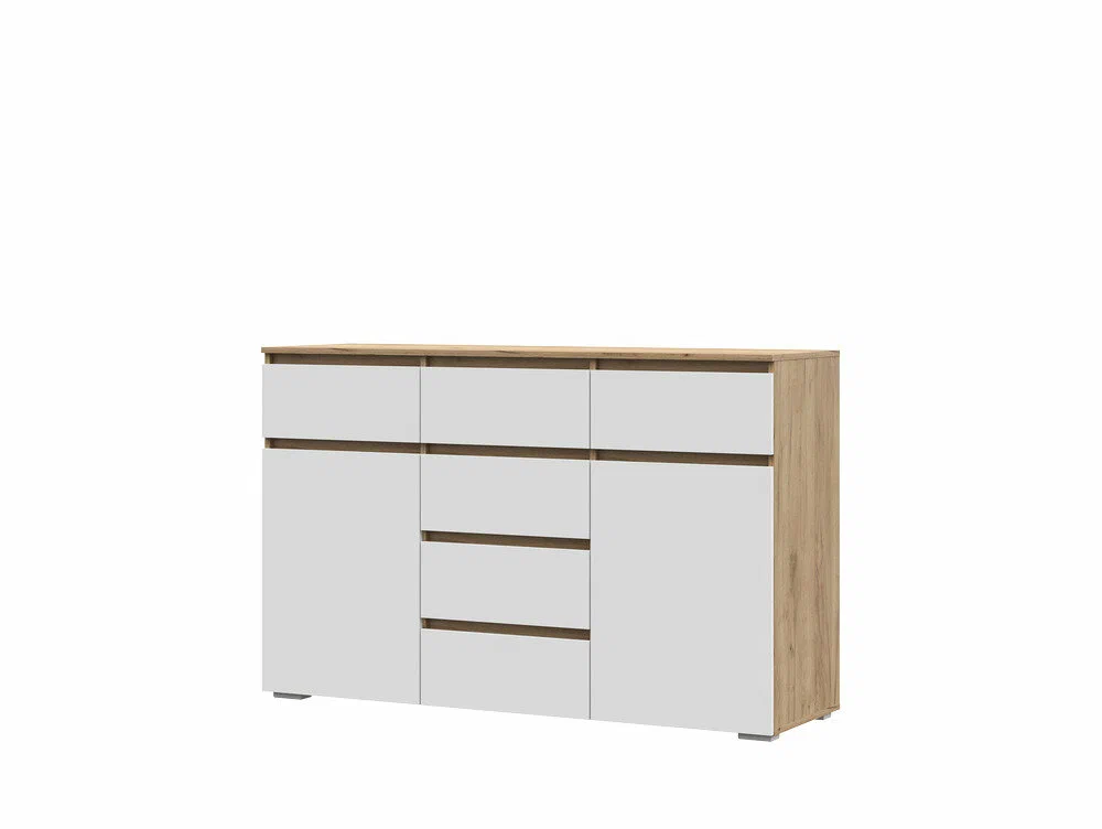 ХЕЛЕН КМ 05 Комод 6 ящиков (1502х958х460) ФАСАД БЕЛЫЙ/КОРПУС ДУБ КРАФТ ЗОЛОТОЙ 