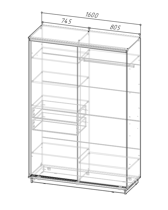 Шкаф-купе СТОУН Стандарт 1600