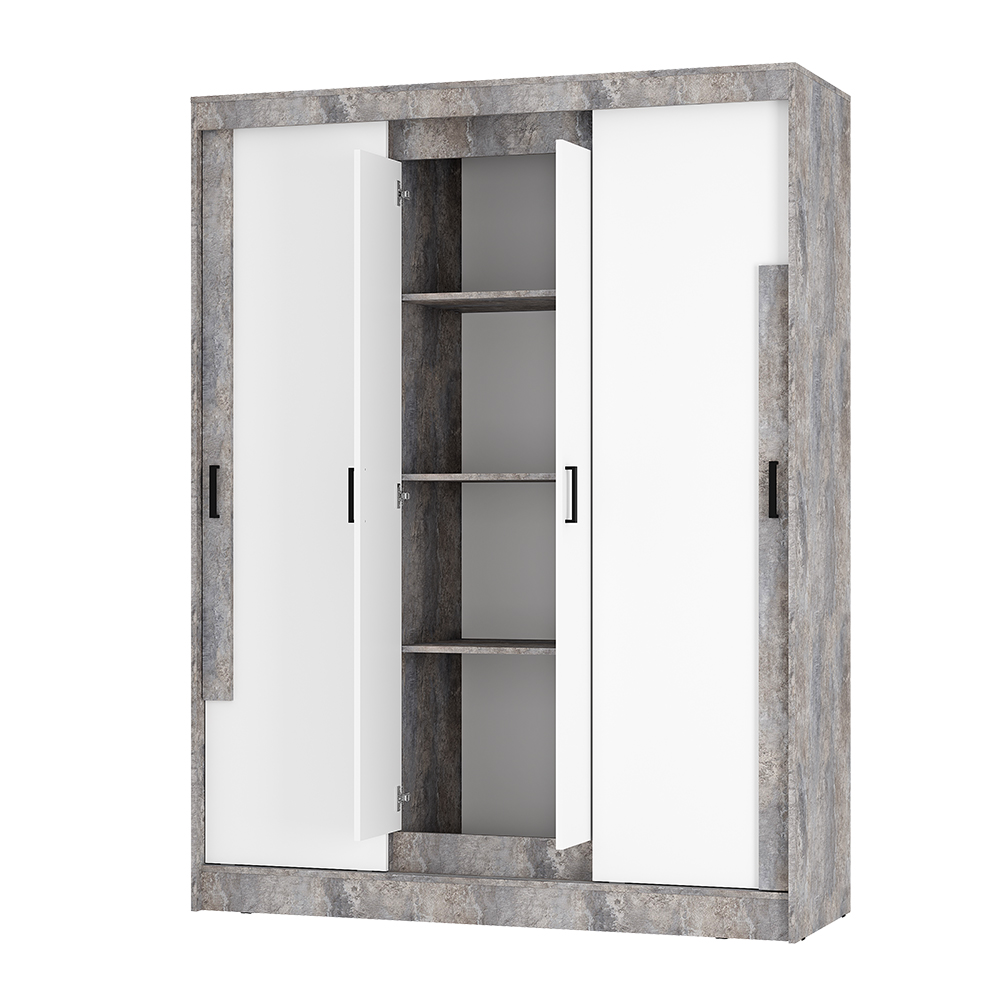 "Смарт" Шкаф-купе ШКК-06 (Цемент светлый/белый)