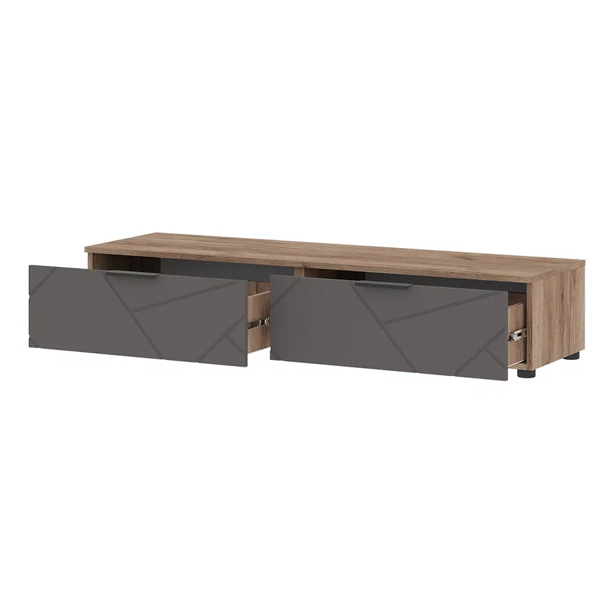 ОРЕГОН ТБ 02 Тумба 1400 (1400х275х400)Фасад МДФ АСФАЛЬТ СУПЕРМАТ/Корпус ДУБ КРАФТ ТАБАЧНЫЙ