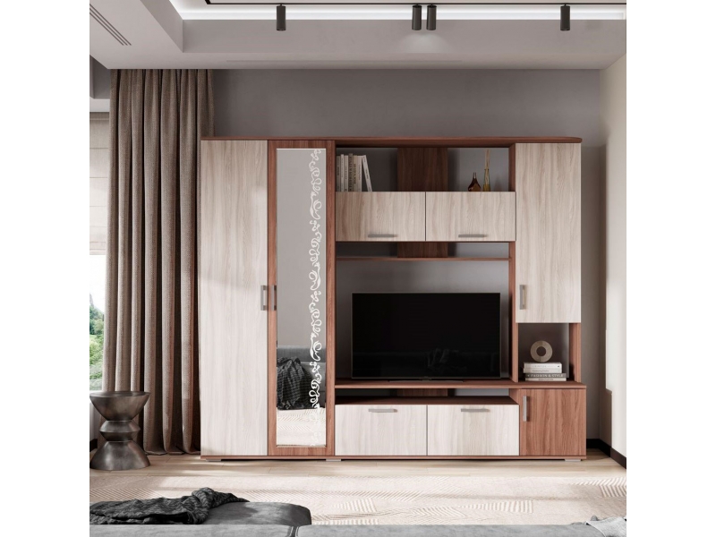 Гостиная СОФИ (2,3х1,94х0,5/ТВ 1,1х0,746) ШИМО СВЕТЛ/ШИМО ТЕМН