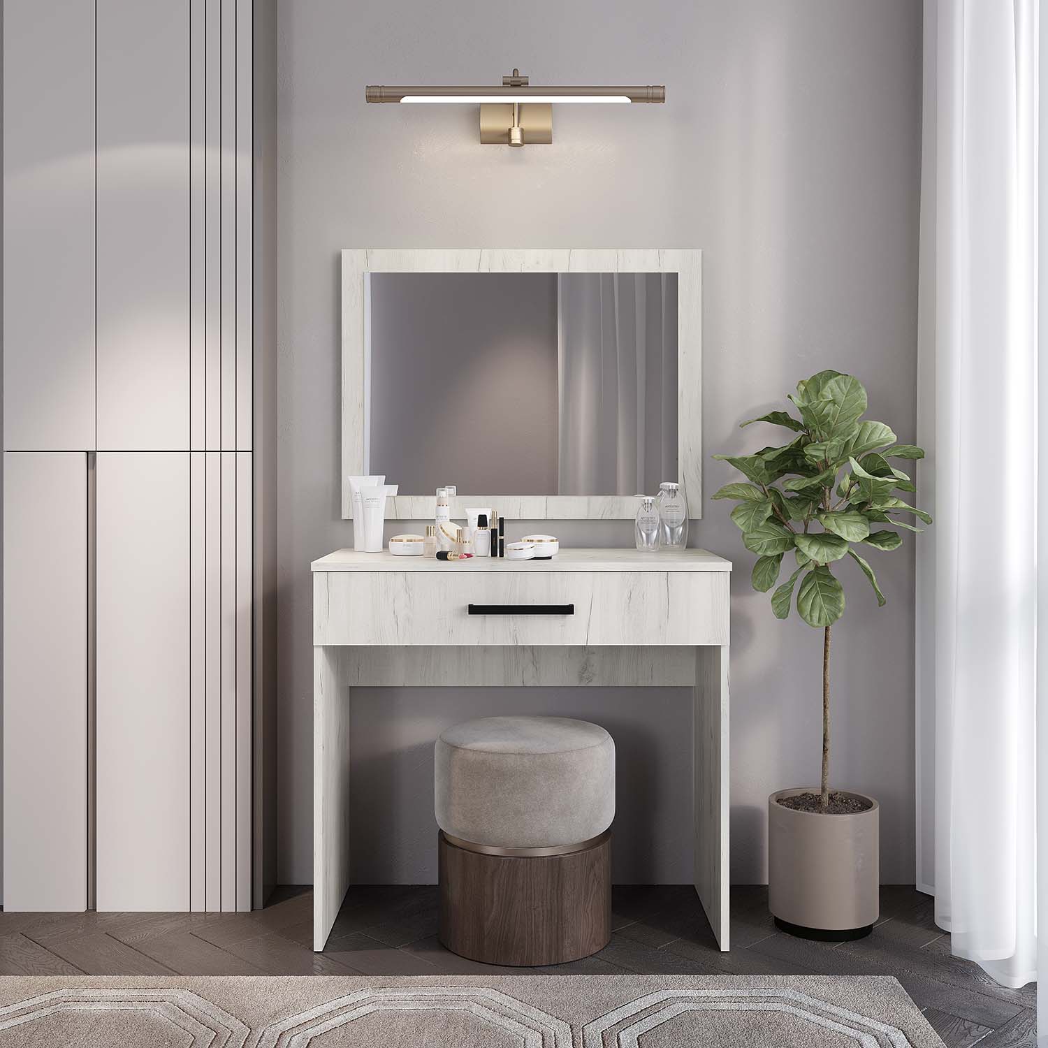 "Фиеста" Косметический стол дуб крафт белый						