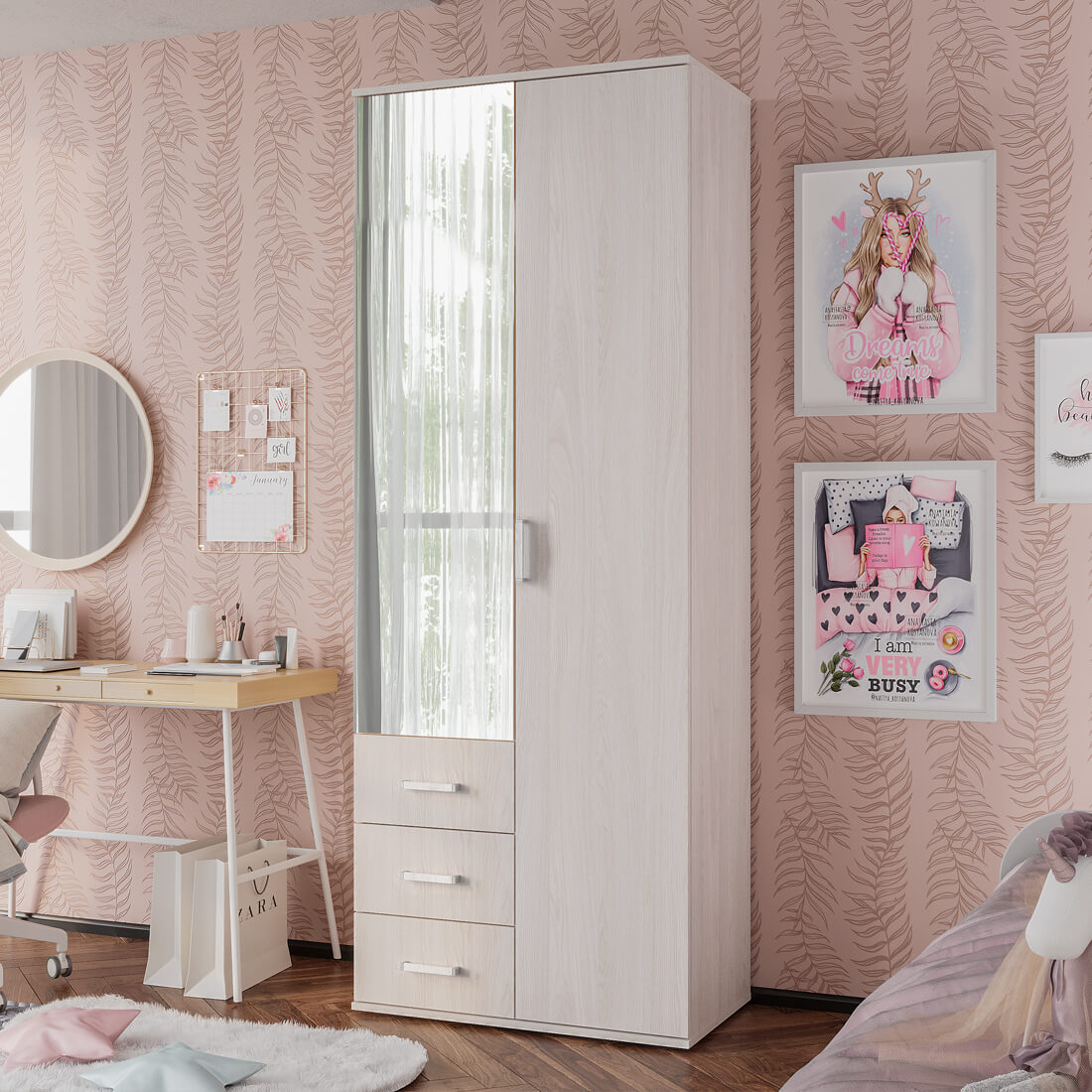 "Белла" Шкаф 2-х ств. Ясень белый