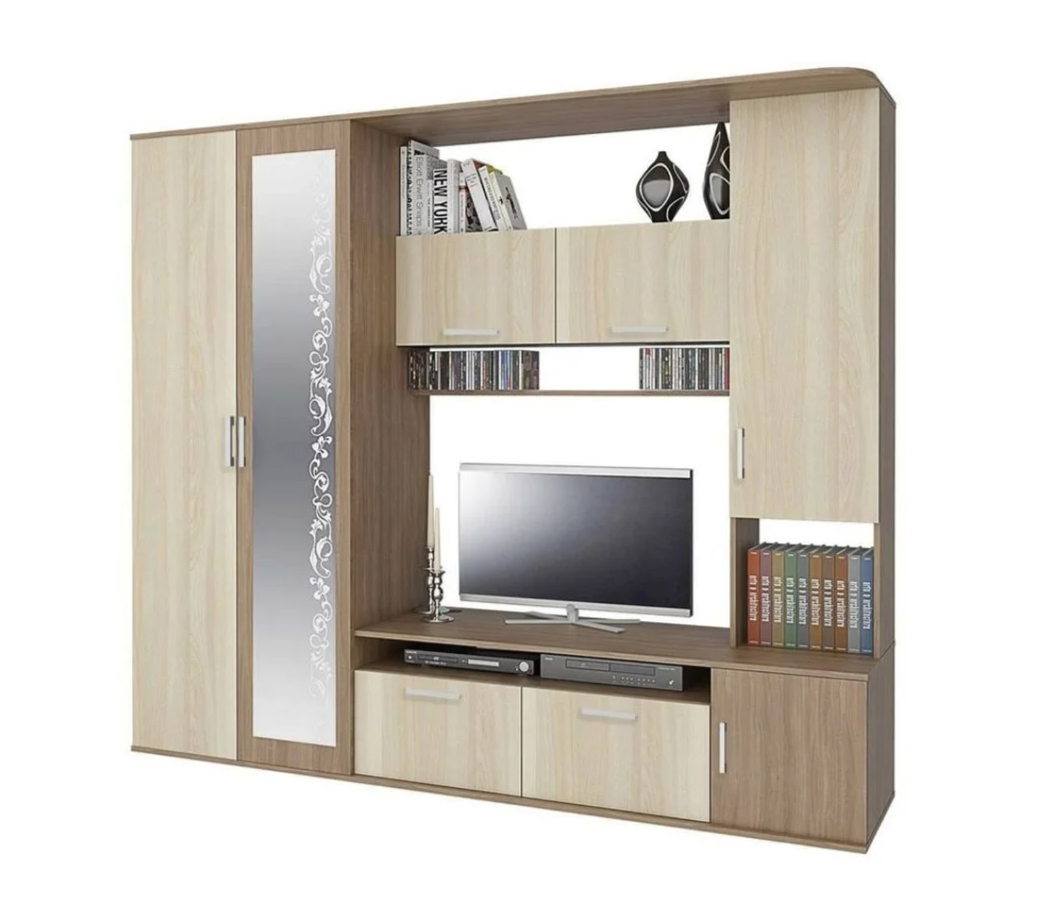 Гостиная СОФИ (2,3х1,94х0,5/ТВ 1,1х0,746) ШИМО СВЕТЛ/ШИМО ТЕМН