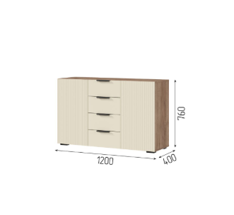 СОНАТА КМ 01 Комод 1200 (1200х760х400)Фасад МДФ МОНО КЕРАМИКА/Корпус ДУБ КРАФТ ТАБАЧНЫЙ