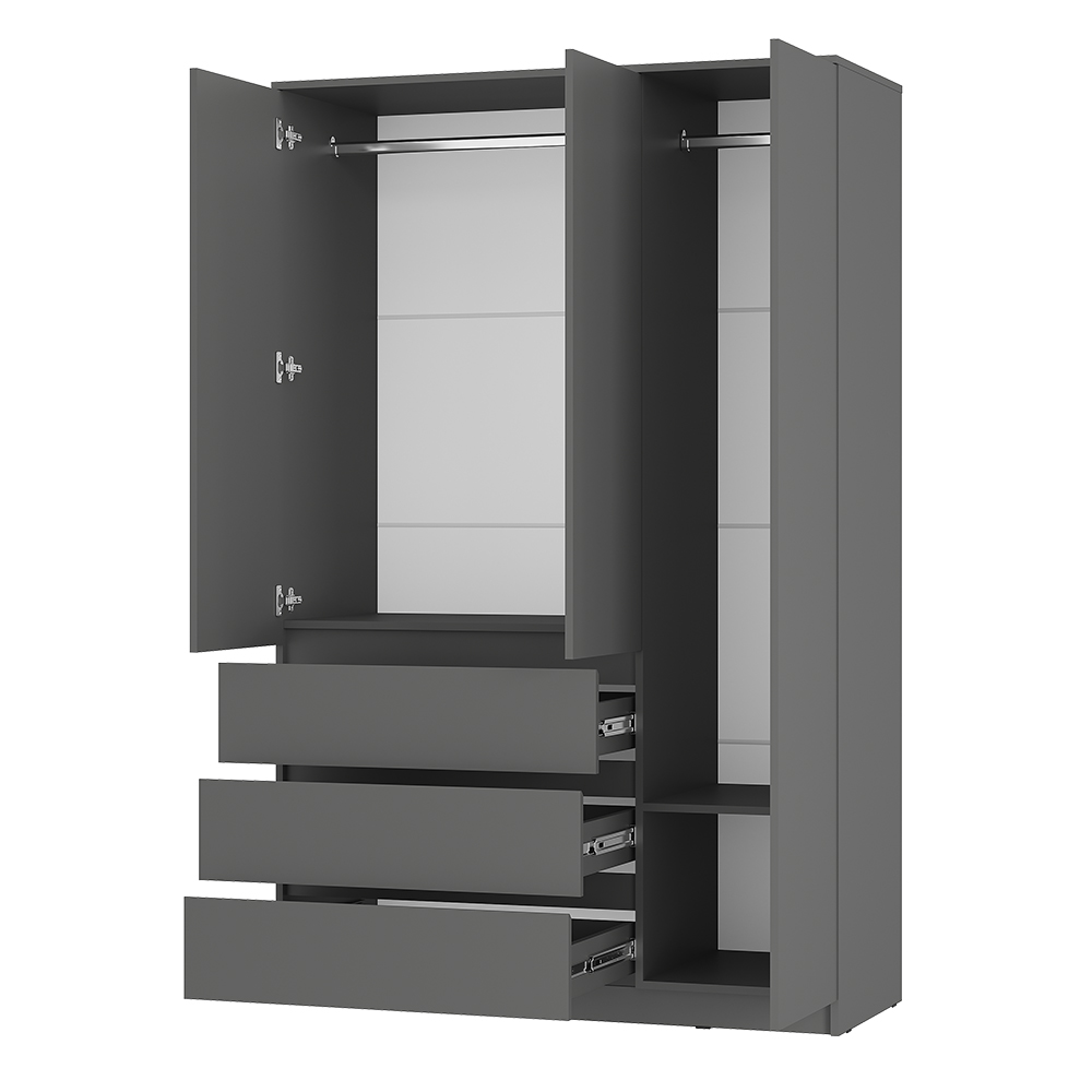 "Симпл" Шкаф 3-х створчатый ШК-08  Графит