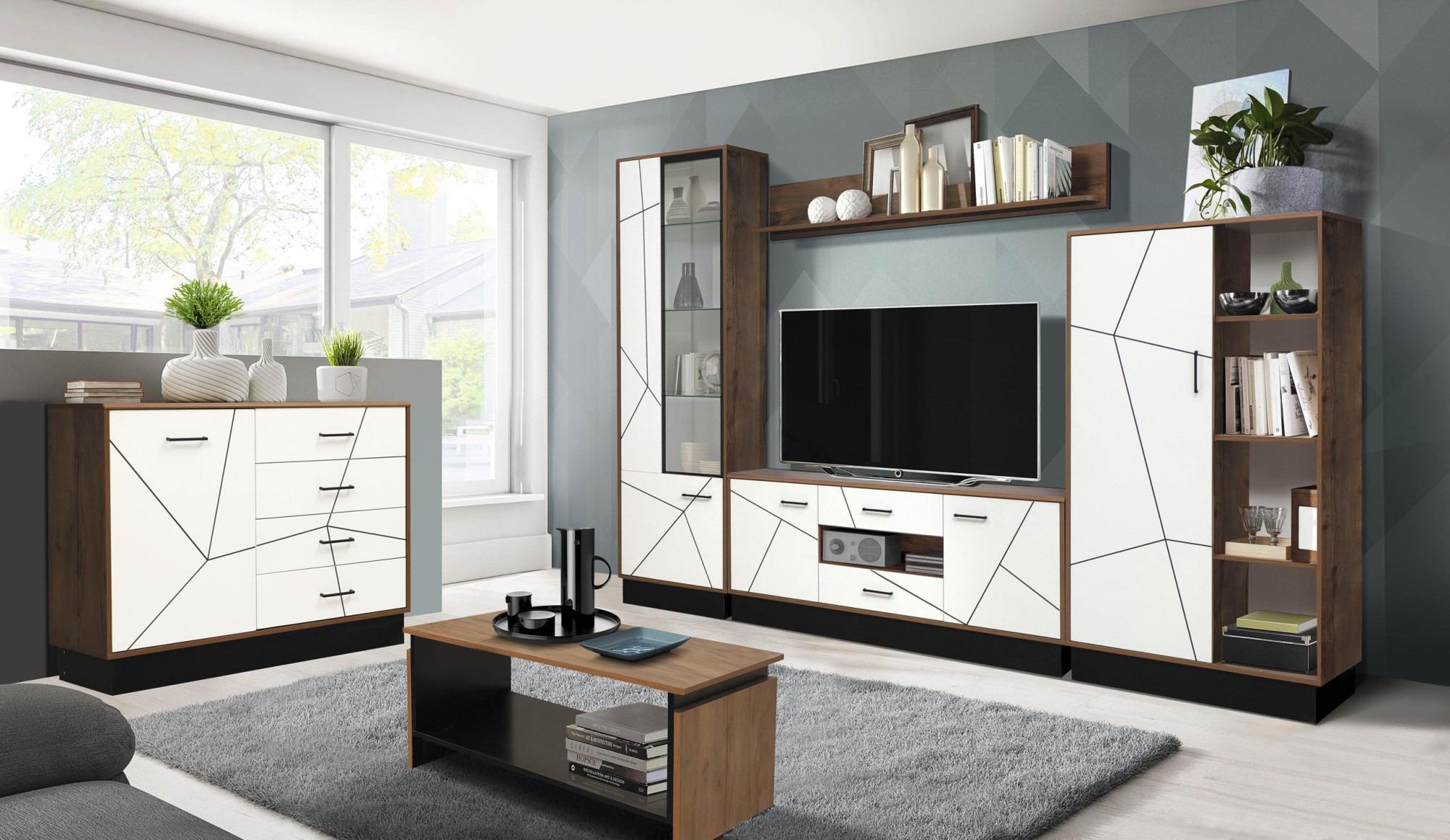 54.01 Шкаф-пенал "Гамма" (левый) Таксония/Белый