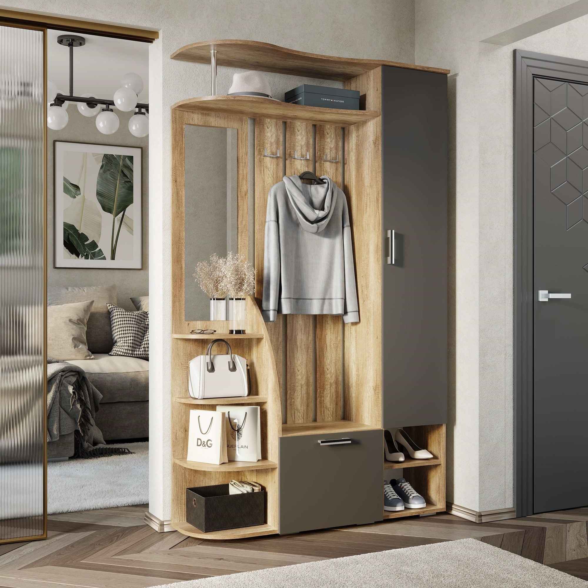 "Агата" Прихожая ПР-03 дуб каньон/графит