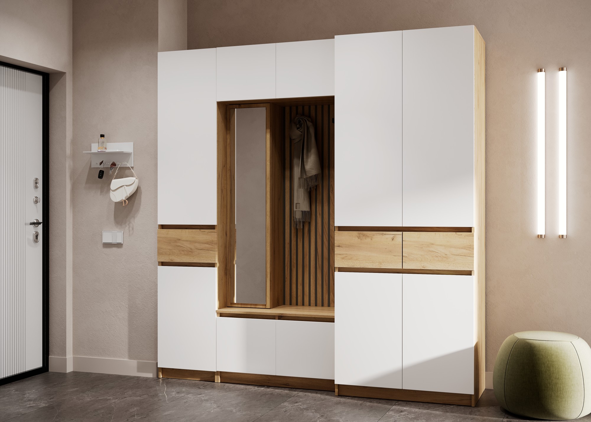 БОСТОН ЛАЙТ Шкаф ШК-002 (2-ств.) Дуб Крафт золотой/Белый (Гладкий)