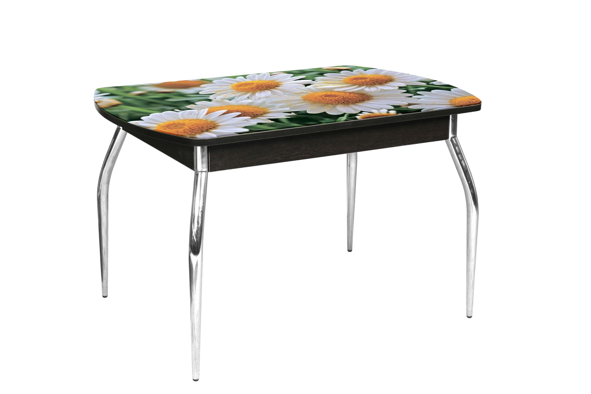 "Грация 1,1" Стол НЕ  раздвижной 1,10 х 0,7 (Венге)  Хром опора изогнутая 