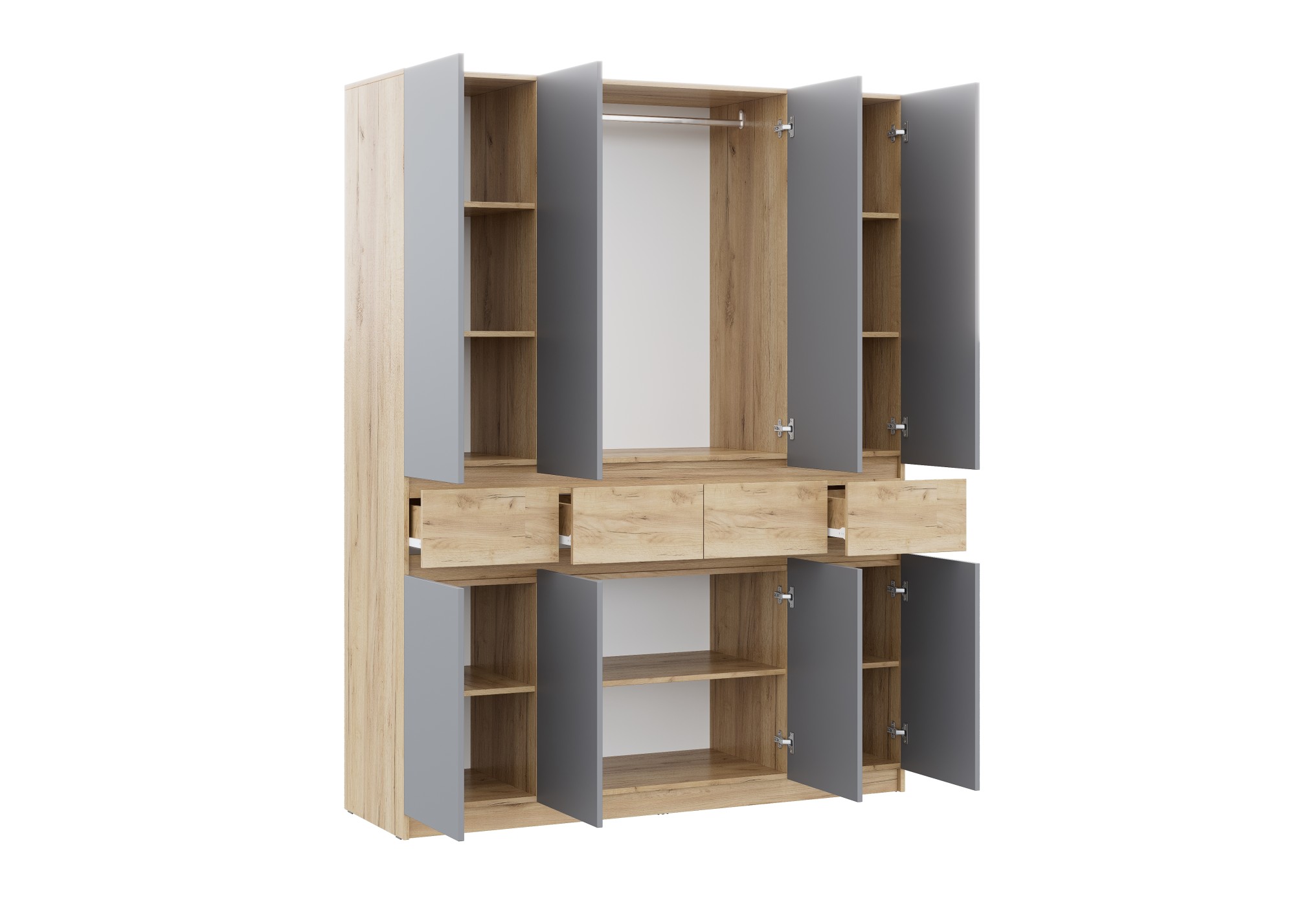 БОСТОН ЛАЙТ Шкаф ШК-004 (4-ств.) Дуб Крафт золотой/Серый шифер